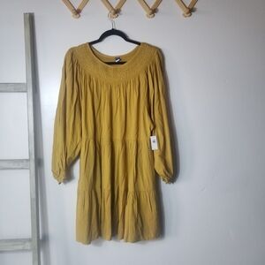 NWT OLD NAVY WOMEN'S GOLDEN YELLOW LONG SLEEVE DRESS SIZE XL